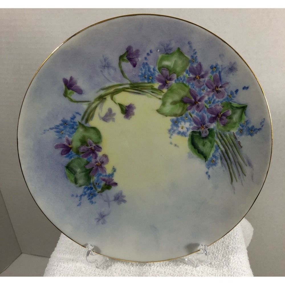 Hutschenreuther Selb Bavaria LHS Hand Painted Plate Floral Signed Maria Hauk